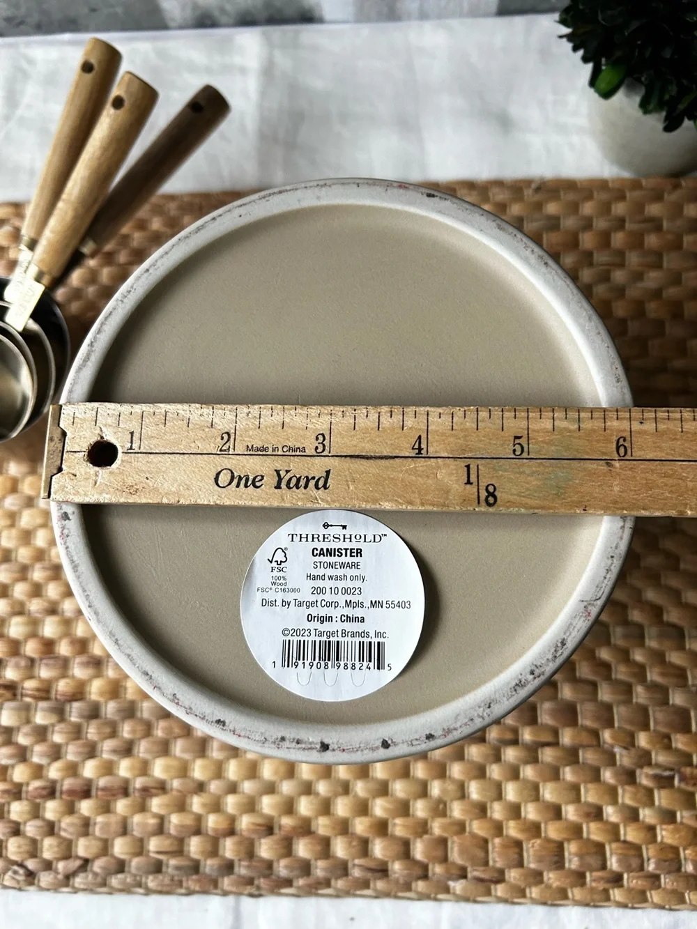 🌴Threshold Two-Tone Speckled Cream Stoneware Canister w/Wood Lid